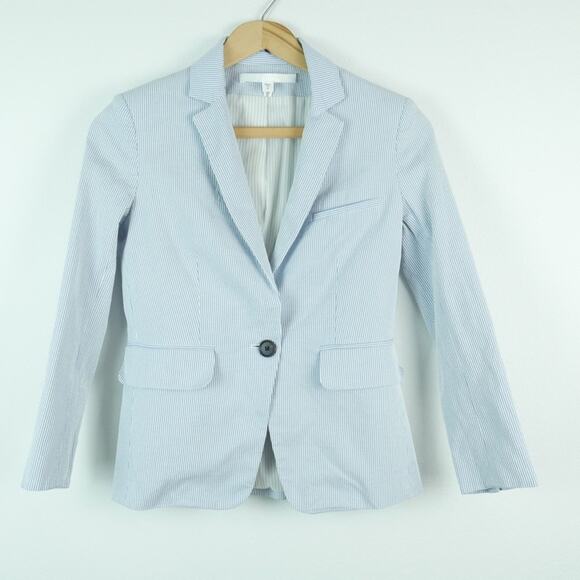 Veronica Beard Jackets & Blazers - Veronica Beard Dickey Blazer Size 0 Seersucker Blue White Stripe Preppy Timeless